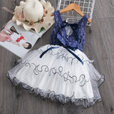 Summer  Girls Lace Cake Dress Kids Sleeveless Floral Mesh Wedding Dresses Children Clothing For Baby Girls 3 to 8 Years