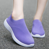 Rimocy Plus Size 46 Breathable Mesh Platform Sneakers Women Slip on Soft Ladies Casual Running Shoes Woman Knit Sock Shoes Flats