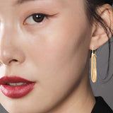 Gold Plated Circle Earrings ensitive Ears Stainless Steel Earring Women's Fashion Simple Style oval Earring Smooth