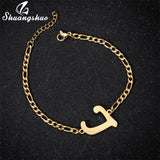 A-Z Letter Jewelry Personalize Initial Bracelets Bangles for Women Stainless Steel Alphabet Charm Bracelet Name Bijoux Pulseiras