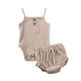 3M-24M 2PCS Summer Newborn Kid Baby Girls Clothes Knitted Crop Tops + Shorts Outfits