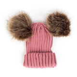 Children Winter Infant Newborn Kids Baby Wool Knitted Hat Cap Beanie With Two Double Pom Pom Beanie For Cute Boys Girl 1-3Years