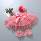 Baby girl tutu skirt 2pcs tulle lace bloomers Newborn infant outfits  Mauv headband flower set Baby mesh bloomer