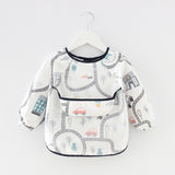 Baby Bandana Bibs Cute Cartoon Bibs Waterproof Infant Eating Children Drawing Long Sleeve Apron Baby Self Feeding Bib