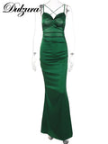 Dulzura Lace Up Women Solid Satin Maxi Dress Backless Bodycon Sexy Streetwear Party Elegant Festival Evening  Summer Outfit