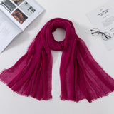 Muslim Women Crinkle Hijab Scarf Soft Solid Cotton Head ScarvesTurban Shawls and Wraps hijab femme musulman kopftuch