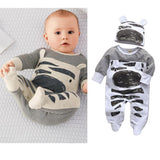 Newborn Infant Baby Boys Romper Clothes Cotton Cute Cartoon Print Long Sleeve Jumpsuit+Hat 2 Pcs Toddler Baby Clothes Outfits