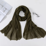 Muslim Women Crinkle Hijab Scarf Soft Solid Cotton Head ScarvesTurban Shawls and Wraps hijab femme musulman kopftuch
