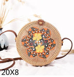 Round Woven Straw Rattan Bodybag