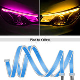 ANMINGPU 1pair Bright Flexible DRL LED Strip Turn Signal White Yellow Sequential LED Daytime Running Lights for Cars Headlight