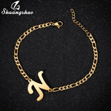 A-Z Letter Jewelry Personalize Initial Bracelets Bangles for Women Stainless Steel Alphabet Charm Bracelet Name Bijoux Pulseiras