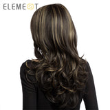 Element Heat Resistant Fiber Long Wavy Wigs with Side Bangs Synthetic Brown Mix Blonde Wigs for White/Black Women