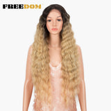 FREEDOM Synthetic Lace Wigs For Black Women 30" Dark Root Blonde Brown Long Deep Wave Wavy Ombre Cosplay Wigs Heat Resistant