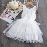 Summer  Girls Lace Cake Dress Kids Sleeveless Floral Mesh Wedding Dresses Children Clothing For Baby Girls 3 to 8 Years