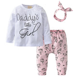 3Pcs Newborn Baby Girls Clothes Set Letter You Make Me Smile Long Sleeve Tops Casual Pants and Headband Infant Clothing Outfits