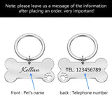 Personalized Collar Pet ID Tag Engraved Pet ID Name for Cat Puppy Dog Tag Pendant Keyring Bone Pet Accessories