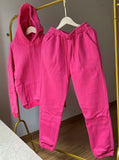 ALPHALMODA New Winter Hooded Sweatshirt Pants 2pcs Set Seasonal Trendy Thickened Warm Fleece Tracksuits Trousers Set Candy Colo