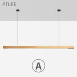 Nordic Wood Pendant Lights LED Modern Pendant Lamps for Dining Living Room Kitchen Office Shop Bar Cafe Long Strip Hanging Lamp