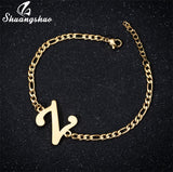 A-Z Letter Jewelry Personalize Initial Bracelets Bangles for Women Stainless Steel Alphabet Charm Bracelet Name Bijoux Pulseiras