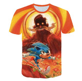 Summer Boys Cartoon Sonic hedgehog t shirt Blue 3D Printed Girls Streetwear Children Kids Clothes Baby Funny Tshirt O-Neck