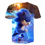 Summer Boys Cartoon Sonic hedgehog t shirt Blue 3D Printed Girls Streetwear Children Kids Clothes Baby Funny Tshirt O-Neck