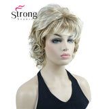 StrongBeauty Short Wig Soft Tousled Curls Blonde Highlights Full Synthetic Wigs COLOUR CHOICES