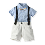 Top and Top Baby Boy Clothing Sets Infants Newborn Boy Clothes Shorts Sleeve Tops+Overalls 2PCS Outfits Summer Bebes Clothing