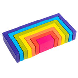 Montessori Children's Wooden Stack Balance Rainbow Blocks
