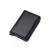 DIENQI Carbon Fiber Card Holder Wallets Men Brand Rfid Black Magic Trifold Leather Slim Mini Wallet Small Money Bag Male Purses