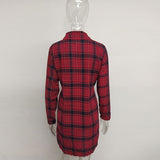 ANJAMANOR Fashion Plaid Print Button Up Long Sleeve Shirt Dress Fall Clothes for Women Sexy Casual Short Dresses D30-DD32