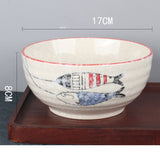 FANCITY Japanese Underglaze Hand-painted 7-inch Ceramic Household Ramen Bowl Soup Bowl Commercial Restaurant Noodle Bowl Large