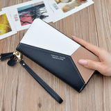 Geometric Luxury Brand Leather Wallets Women Long Zipper Coin Purses Tassel Design Clutch Wallet Female Money Credit Card Holder