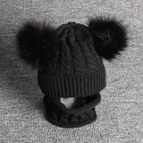 Children Winter Infant Newborn Kids Baby Wool Knitted Hat Cap Beanie With Two Double Pom Pom Beanie For Cute Boys Girl 1-3Years