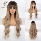 Blonde Unicorn Long Blonde Synthetic Wig for Black White Women Daily Use Middle Part Hair Wigs Water Wave Heat Resistant Fiber