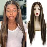 AZQUEEN Synthetic Hair Wig For Women Black Ombre Blue Long Straight 30 inch Can Be Cosplay Wigs Heat Resistant Middle Part Wigs