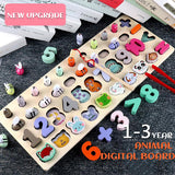 Montessori Educational Wooden Toys Seven in one Number Plate Preschool Children's Fishing Puzzle Baby Early Education Math Toys