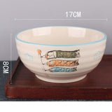 FANCITY Japanese Underglaze Hand-painted 7-inch Ceramic Household Ramen Bowl Soup Bowl Commercial Restaurant Noodle Bowl Large