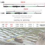 Spinning Casting Hand Lure Fishing Rod Pesca Carbon Pole Canne Carp Fly Gear Reel Seat feeder Ultralight Mini Travel Surf 1.8M