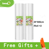 saengQ vacuum bags for food Vacuum Sealer Food Fresh Long Keeping 12+15+20+25+30cm*500cm Rolls/Lot bags for vacuum packer