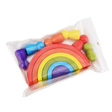 Montessori Children's Wooden Stack Balance Rainbow Blocks