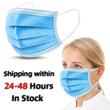 IN STOCK Face Masks Disposable Mouth Mask 3-Ply Anti-Dust Nonwoven Elastic Earloop Salon Breathable Protect Filter Dustproof Non