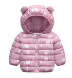Cute 1- 5y baby girls jacket kids boys Light down coats with ear hoodie spring girl clothes infant children's clothing  for boys