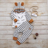 Newborn Clothes Kids Clothes Girls Clothes Baby Girl Clothes Baby Boy Clothes Feather T shirt Tops Strip Pants Free Ship Z4