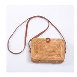 Round Woven Straw Rattan Bodybag