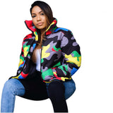 Camo Print Winter Jacket Women Festival Warm Parka Down Bubble Coat Top Warm Thick Parka Couple Wear Crop Puffer Jacket 4XL
