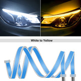 ANMINGPU 1pair Bright Flexible DRL LED Strip Turn Signal White Yellow Sequential LED Daytime Running Lights for Cars Headlight