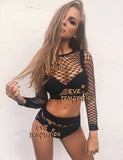 HOT Sexy Fishnet Babydoll Cosplay Nightgown crochet plus size lingerie dress bodysuit Corsets products Sleepwear+Hot pants W133