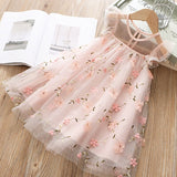 Summer  Girls Lace Cake Dress Kids Sleeveless Floral Mesh Wedding Dresses Children Clothing For Baby Girls 3 to 8 Years