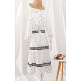 Jastie French White Dress Cotton Embroidered V-neck Elegant Ladies Dress Ruffle Hem Chic Autumn Dress Retro Luxury Brand Dress