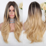 Blonde Unicorn Long Blonde Synthetic Wig for Black White Women Daily Use Middle Part Hair Wigs Water Wave Heat Resistant Fiber